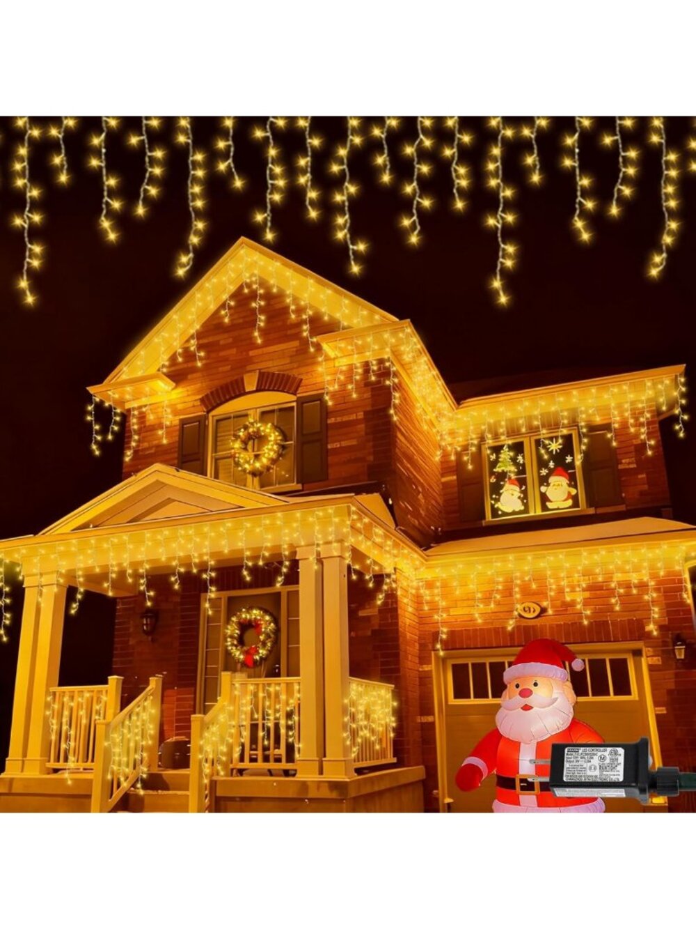 66ft 800 LED Warm White Icicle String Lights - 8 Modes, Indoor/Outdoor Holiday